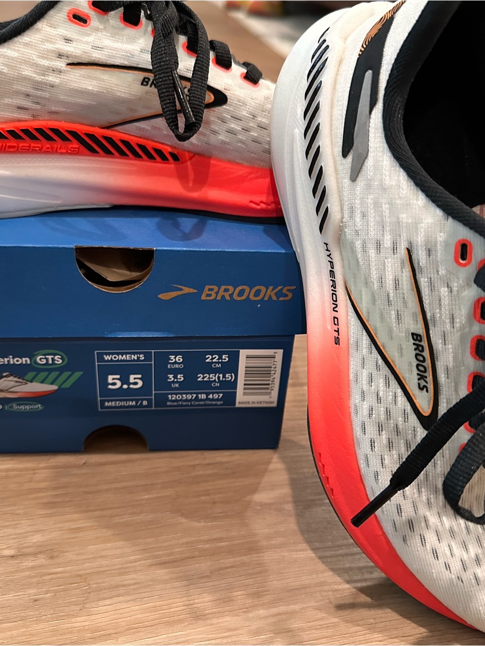 Brooks Hyperion GTS Running Shoes - White & Coral Accent